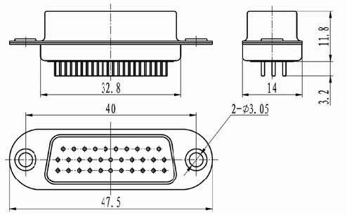 J59 series Connectors Product Outline Dimensions