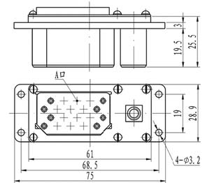 Type J16G1 rectangular connectors Connectors Product Outline Dimensions