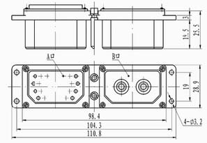 Type J16G2 rectangular connectors Connectors Product Outline Dimensions