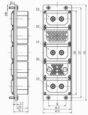 Type J16G6 rectangular connectors Connectors Product Outline Dimensions