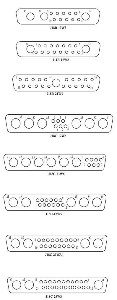 J18 combination  connectors Connectors Contact Arrangements