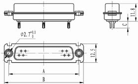 J18 Solder contact by float Connectors Product Outline Dimensions