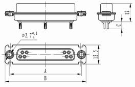 J18 Solder contact by float Connectors Product Outline Dimensions