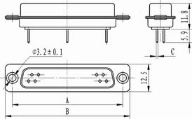 J18 connectors in-line for PCB Connectors Product Outline Dimensions