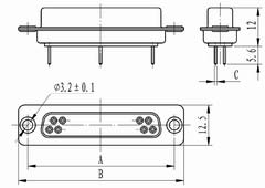 J18 connectors in-line for PCB Connectors Product Outline Dimensions
