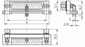 J18 connectors with right angle and fission bracket for PCB Connectors Product Outline Dimensions
