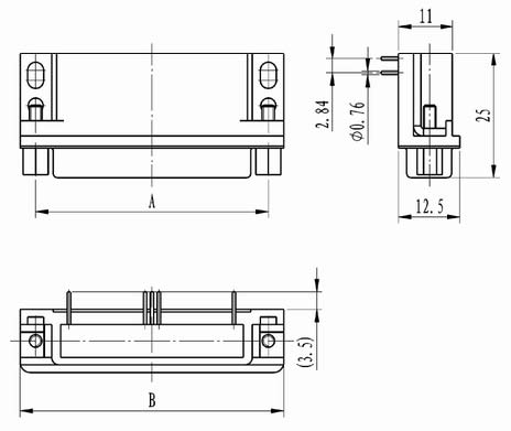 J18 connectors with right angle (N) for PCB Connectors Product Outline Dimensions