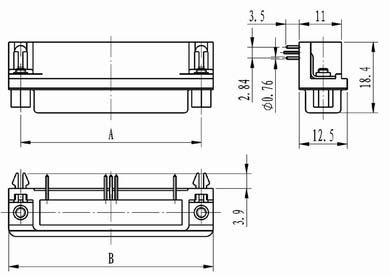 J18 connectors with right angle (N1-C) for PCB Connectors Product Outline Dimensions