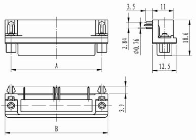 J18 connectors with right angle (N1-C) for PCB Connectors Product Outline Dimensions