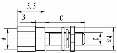 J18female thread locking accessories Connectors Product Outline Dimensions