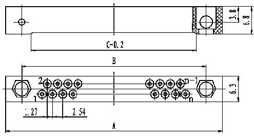 J27A series Connectors Outline Panel Cutouts for Insulation Installation Board