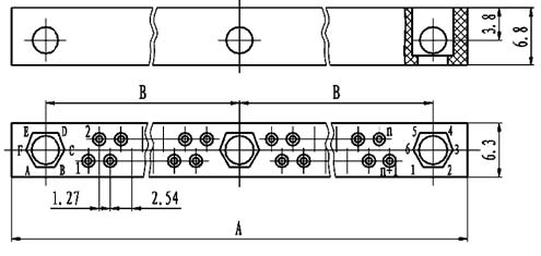 J27A series Connectors Outline Panel Cutouts for Insulation Installation Board