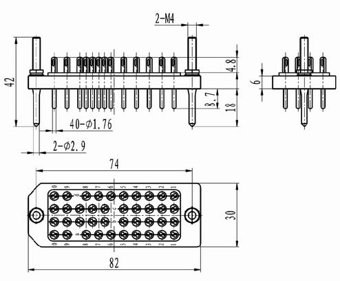 J65 series Connectors Product Outline Dimensions