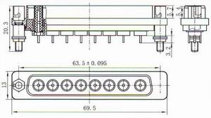 J92 fast locking rectangular and high frequency connectors with 50Ω impedance Connectors Product Outline Dimensions