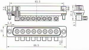 J92 fast locking rectangular and high frequency connectors with 50Ω impedance Connectors PCB pattern