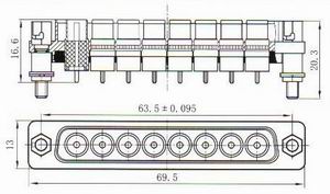 J92 fast locking rectangular and high frequency connectors with 75Ωimpedance Connectors Product Outline Dimensions