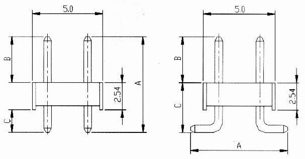 Male header dip straight type Connectors Product Outline Dimensions