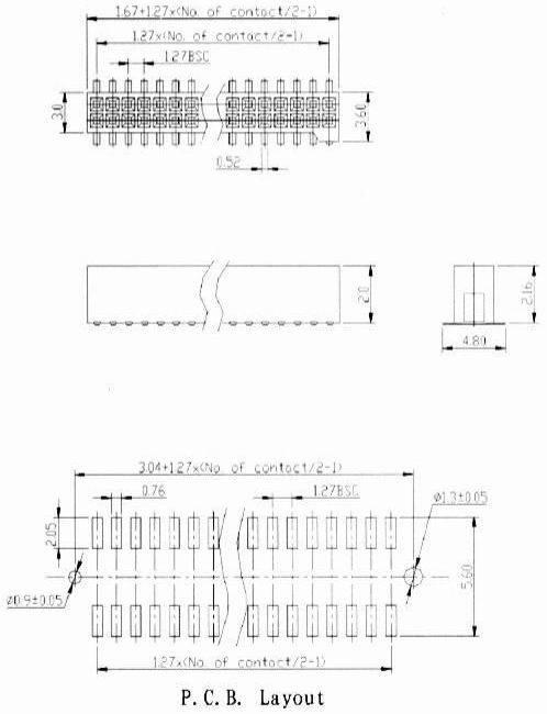 Female header box smt type Connectors Product Outline Dimensions