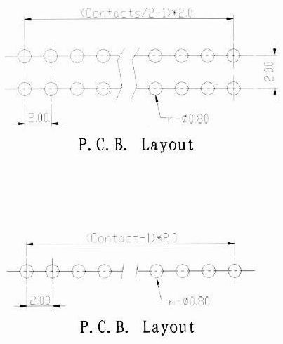 Female header profile 4.40mm dip type Connectors Product Outline Dimensions