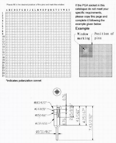 PGA socket-solder type-1 Connectors Product Outline Dimensions