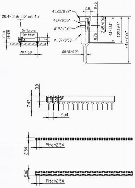 IC socket and trip-solder type Connectors Product Outline Dimensions