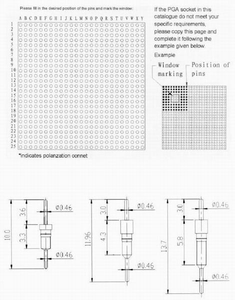 PGA adapter-board to board type Connectors Product Outline Dimensions