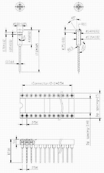 IC socket and strip-solder type Connectors Product Outline Dimensions