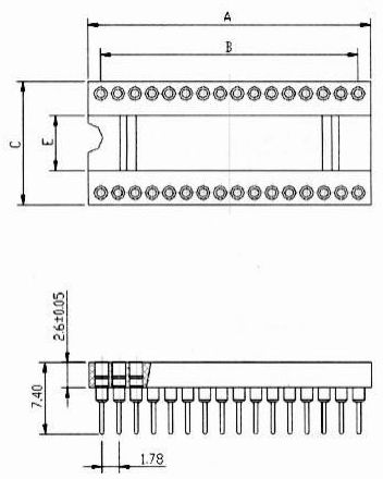 Shrink dip sockets type Connectors Product Outline Dimensions