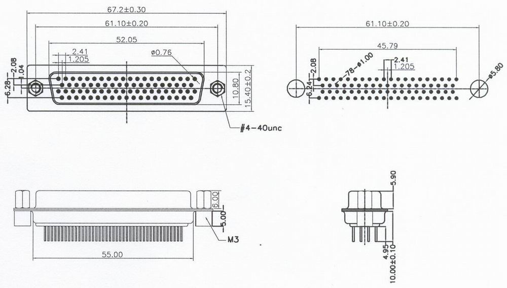 HDP78 Connectors Product Outline Dimensions