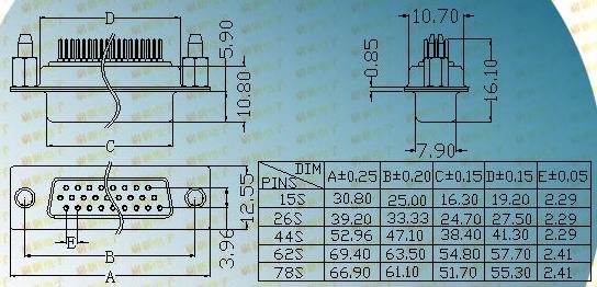 HDP-S harpoon riveted  Connectors Product Outline Dimensions