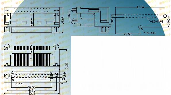 DR25S grape red high bricket  Connectors Product Outline Dimensions