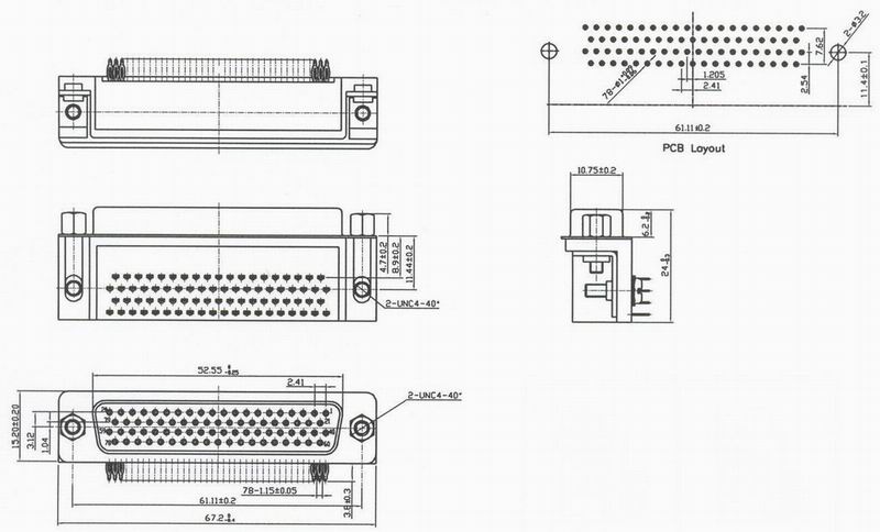 HDR78 PIN Connectors Product Outline Dimensions