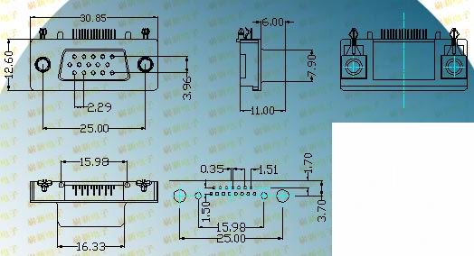 HDR2.0 female socket series products  Connectors Product Outline Dimensions