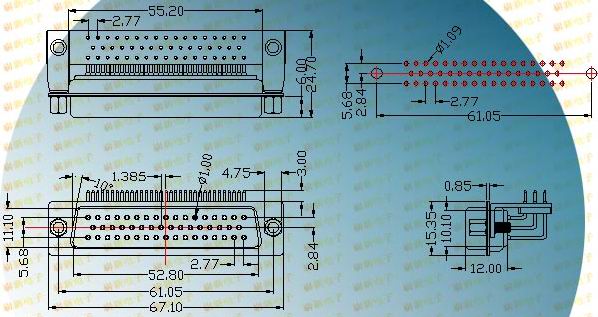 HDR-50S  Connectors Product Outline Dimensions