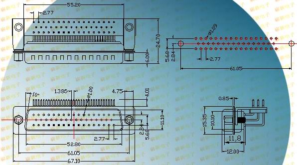 HDR50P  Connectors Product Outline Dimensions