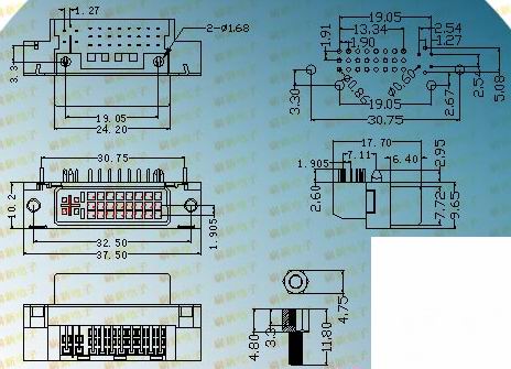 dvi24+5  Connectors Product Outline Dimensions