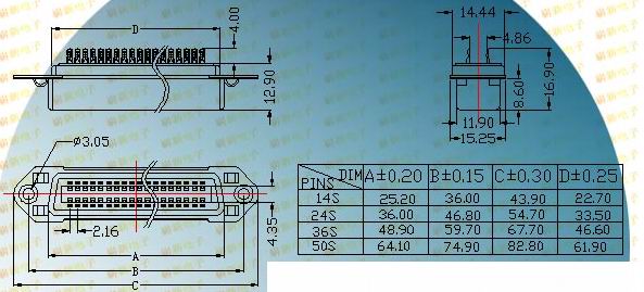 57 welding typed female socket  Connectors Product Outline Dimensions