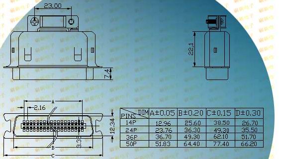 57 big iron shell typed male plug  Connectors Product Outline Dimensions