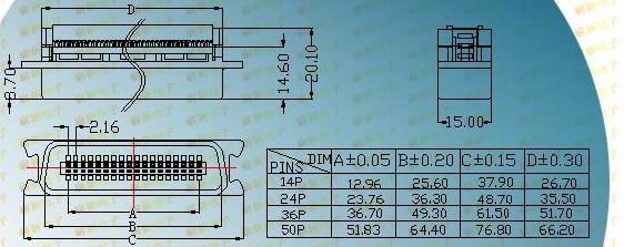 57 whole plastic typed male plug  Connectors Product Outline Dimensions