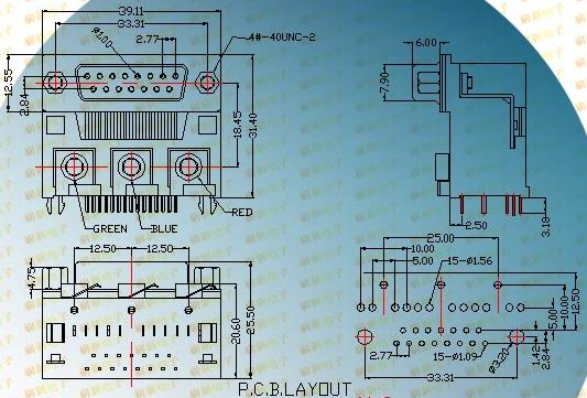 DR25S+3  Connectors Product Outline Dimensions