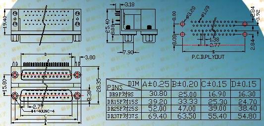 Female-to-male twins  Connectors Product Outline Dimensions