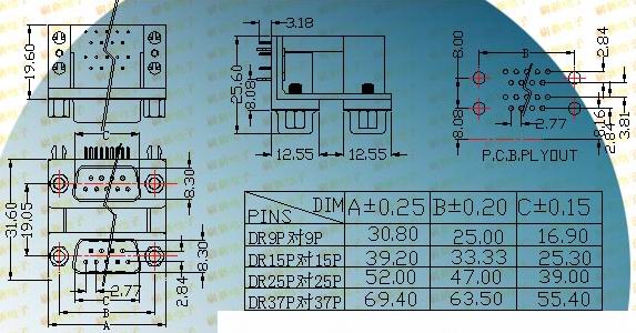 Male-to-male twins  Connectors Product Outline Dimensions