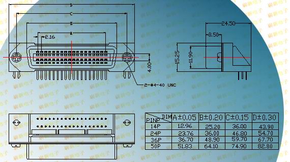 57 female socket 180 traditional  Connectors Product Outline Dimensions