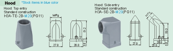 HA-003-M     HA-003-F Connectors Product Outline Dimensions