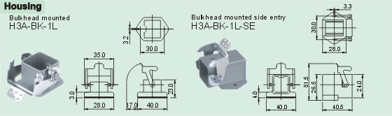 HA-003-M     HA-003-F Connectors Product Outline Dimensions