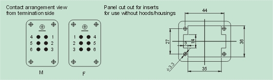 HE-006-M     HE-006-F Connectors Product Outline Dimensions