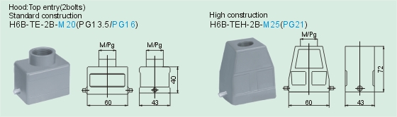 HE-006-M     HE-006-F Connectors Product Outline Dimensions