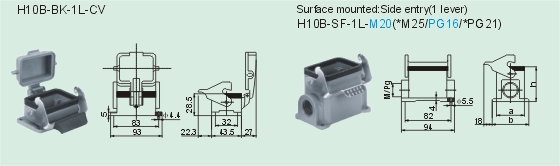 HE-010-M    HE-010-F Connectors Product Outline Dimensions