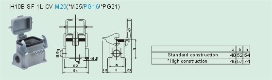 HE-010-M    HE-010-F Connectors Product Outline Dimensions