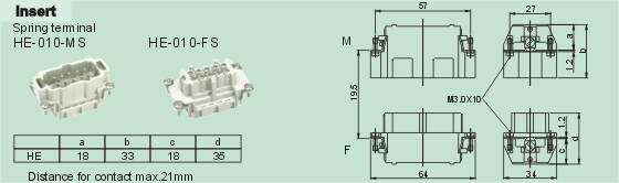 HE-010-MS     HE-010-FS Connectors Product Outline Dimensions